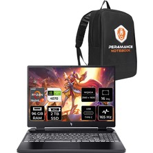 Acer Nitro 16 Amd Ryzen 7 7840HS 96GB 2tb SSD RTX4070/8GB 16" Qhd+ 165Hz Fdos Taşınabilir Bilgisayar & Per4 Çanta NHQLJEY003P339