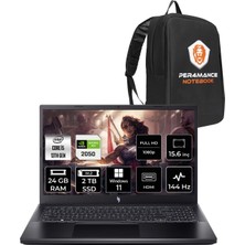 Acer Nitro V 15 Intel Core I5 13420H 24GB 2tb SSD RTX2050/4GB 15.6" Fhd 144Hz W11P Taşınabilir Bilgisayar & Per4 Çanta NHQNDEY002P354