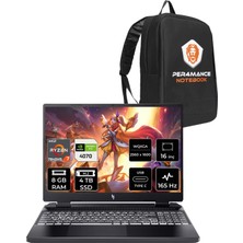 Acer Nitro 16 Amd Ryzen 7 7840HS 8gb 4tb SSD RTX4070/8GB 16" Qhd+ 165Hz Fdos Taşınabilir Bilgisayar & Per4 Çanta NHQLJEY003P305