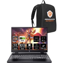 Acer Nitro 16 Amd Ryzen 7 7840HS 24GB 256GB SSD RTX4070/8GB 16" Qhd+ 165Hz W11P Taşınabilir Bilgisayar & Per4 Çanta NHQLJEY003P391