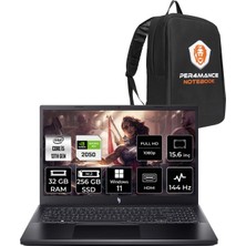 Acer Nitro V 15 Intel Core I5 13420H 32GB 256GB SSD RTX2050/4GB 15.6" Fhd 144Hz W11H Taşınabilir Bilgisayar & Per4 Çanta NHQNDEY002P316