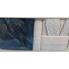 Özdilek Adria Siyah Açık Bej Aile Bornoz Seti