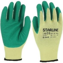Starline E-54-G 1/2 Lateks Kaplı Polyester Astarlı Kaydırmaz Camcı İş Eldiveni EN388-2132X