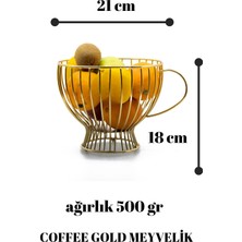 Nazarium coffee Gold Fincan Dizayn Metal Meyvelik Sunum Sepeti Dekoratif  Mutfak Salon Oturma Odası