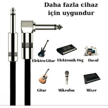 Gitar Jack Kablosu 10FT - 5m - Düz/l Elektro Akustik Bas Bağlama Keman Amfi & Mixer Uyumlu Jak Kablo