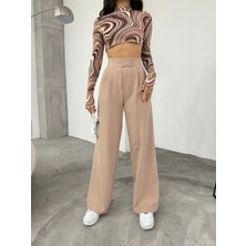 Bikelife Kadın Yüksek Bel Cırt Kapama Palazzo Kumaş Pantolon