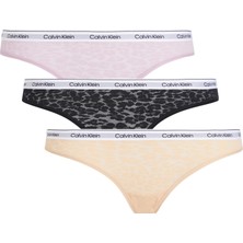 Calvin Klein Kadın Marka Logolu Elastik Bantlı Günlük Kullanıma Uygun Mor-Siyah-Turuncu Külot 000QD5069E-GP9