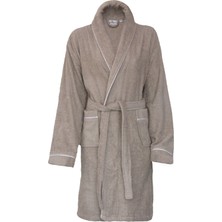 Fortuna Unisex Bornoz Vizon- Beyaz Biyeli
