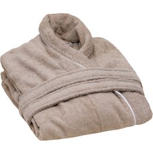 Fortuna Unisex Bornoz Vizon- Beyaz Biyeli