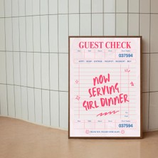 Arthub Girl Dinner Poster, Yüksek  Çerçevesiz Pinterest Tema Pembe Poster