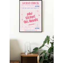 Arthub Girl Dinner Poster, Yüksek  Çerçevesiz Pinterest Tema Pembe Poster