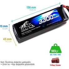 Leopard Power 3300MAH 7.4V 2s 30C Lityum Polimer Lipo Batarya Pil T Plug