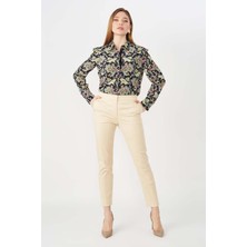 Escada  Normal Bel Düğme Detaylı Dar Paça Pamuklu Pantolon