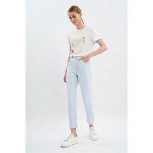 Escada Sport  Logolu Boru Paça Buz Mavisi Jean Pantolon