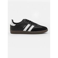 Tonny Black Unisex Siyah Beyaz Termo Taban Yanı Şeritli Bağcıklı Spor Ayakkabı