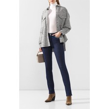 Escada  Şerit Detaylı Dar Kesim Lacivert Pamuklu Jean Pantolon