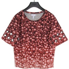 Escada Sport  Yuvarlak Yaka Kol Detaylı Kırmızı T-Shirt