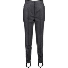 Escada  Dikişli Yüksek Bel Dar Paça Gri Yün ve Kaşmir Füzo Pantolon