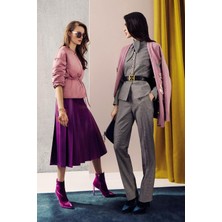 Escada  Normal Bel Cepli Boru Paça Gri Yün Pantolon