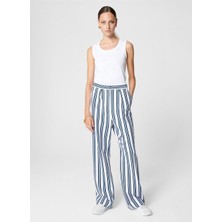 Escada Sport  Mavi Beyaz Çizgili Bol Paça Yüksek Bel Pantolon