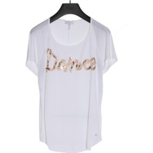 Escada Sport  Işlemeli Derin Yaka Düşük Kol T-Shirt