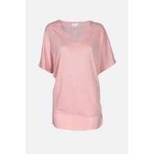 Escada Sport  V Yaka Düşük Kol Uzun Keten T-Shirt