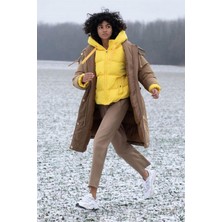 Escada Sport  Ip Bağlamalı Yüksek Bel Boru Paça Camel Yün ve Kaşmir Pantolon