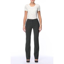 Escada  Boru Paça Normal Bel Haki Klasik Pantolon