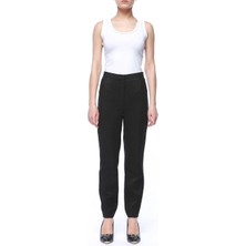 Escada  Yüksek Bel Simli Dar Paça Siyah Yün Pantolon