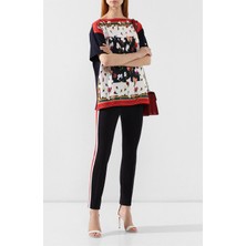 Escada  Dar Paça Şerit Detaylı Dikişli Lacivert Pantolon