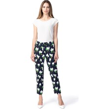 Escada  Desenli Düz Kesim Normal Bel Lacivert Klasik Pantolon