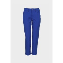 Escada  Boru Paça Mavi Pamuklu Kanvas Tekno Pantolon