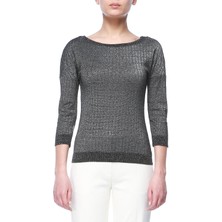 Escada  Geniş Yaka Truvakar Kol Simli Pamuklu T-Shirt