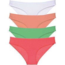 Royaleks 4 Adet Süper Eko Set Likralı Kadın Slip Külot Beyaz Pudra Yeşil Fuşya