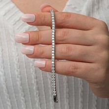Usho Jewelry Gümüş 3.5 mm Beyaz Taşlı Su Yolu Kadın Bileklik