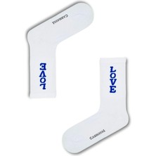 Mavi Love Yazılı Tenis Çorap