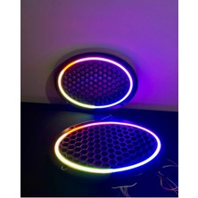 358 Modlu Kayar Ledli Oval Hoparlör Kapağı Pixel Kayar Neon Işıklı Oval Kapak