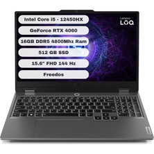 Lenovo LOQ Intel Core i5 12450HX 16GB 512GB SSD RTX4060 Freedos 15.6" FHD Taşınabilir Bilgisayar 83GS0060TR