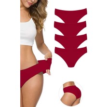 Royaleks 4 Adet Kadın Dikişsiz Lazer Kesim Esnek Iz Yapmayan Külot Bordo