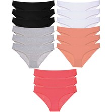 Royaleks 15 Adet Süper Eko Set Likralı Kadın Slip Külot Siyah Ten Gri Beyaz Fuşya
