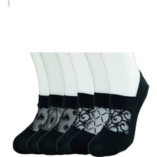 Royaleks 6 Adet Önü Transparan Kadın Fantezi Desenli Babet Çorap