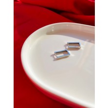 Silindir Silver Klipsli Çelik Küpe