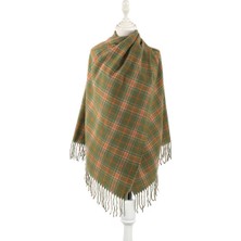 Yeşil Turuncu Desenli Kışlık Şal