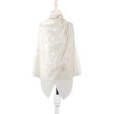 Ekru Full Işlemeli Suzani Yün Şal