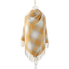 Gold Ekru Desenli Kışlık Şal