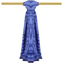 Mavi Ekin Desen Twill Ipek Şal