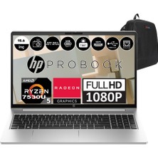 Hp Probook 455 G10 Amd Ryzen 5 7530U 16GB 256GB SSD Amd Radeon™ Graphics Freedos 15.6" Fhd Taşınabilir Bilgisayar 854S1ESF06+ Zetta Çanta