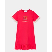 Escada  Fırfır Detaylı Kısa Kol Kırmızı Çocuk Elbise