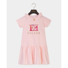Escada  Fırfır Yaka Detaylı Tek Düğmeli Logolu Çocuk Elbise