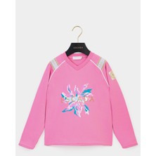 Escada V Yaka Önü Baskılı Uzun Kol Çocuk Sweatshirt